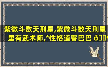 紫微斗数天刑星,紫微斗数天刑星里有武术师,*
性格道客巴巴 🐶